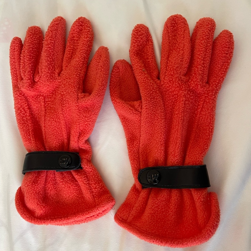 3/$10 Vibrant Red Fleece Gloves with Black Strap